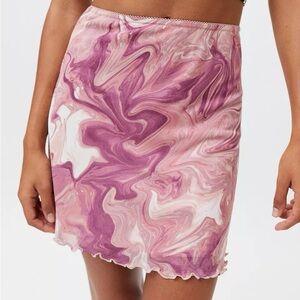 Urban Outfitters Printed Mesh Skirt - Pink Marble